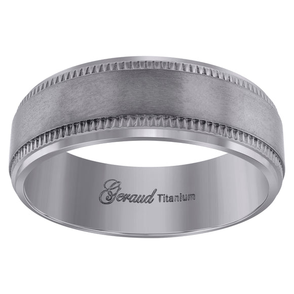 Titanium Mens Brushed Textured Ridged Grooved Comfort Fit Wedding Band 8mm Size 8