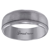 Titanium Mens Brushed Textured Ridged Grooved Comfort Fit Wedding Band 8mm Size 10.5