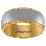 Titanium Yellow Tone Mens Domed Brushed Comfort Fit Wedding Band 8mm Size 8.5