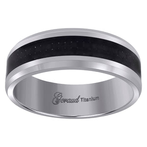 Titanium Mens Black Carbon Fiber Inlay Comfort Fit Wedding Band 8mm Size 8