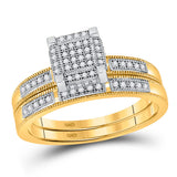 10kt Yellow Gold His Hers Round Diamond Square Matching Wedding Set 1/3 Cttw