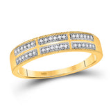 10kt Yellow Gold His Hers Round Diamond Square Matching Wedding Set 1/3 Cttw