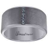 Titanium Mens Cubic Zirconia CZ Brushed Comfort Fit Wedding Band 8mm Size 9.5