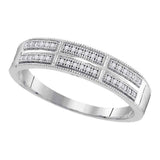 10kt White Gold His Hers Round Diamond Square Matching Wedding Set 1/3 Cttw
