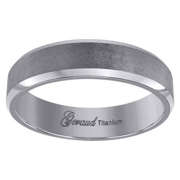 Titanium Mens Brushed Beveled Edge Comfort Fit Wedding Band 6mm Size 7