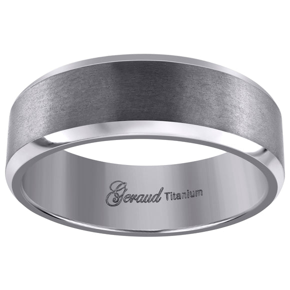 Titanium Mens Brushed Beveled Edge Comfort Fit Wedding Band 8mm Size 8