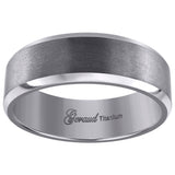 Titanium Mens Brushed Beveled Edge Comfort Fit Wedding Band 8mm Size 8