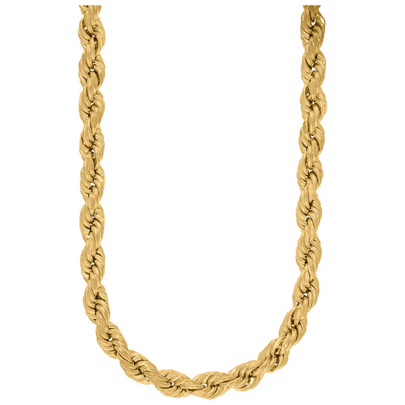 10kt Yellow Gold Unisex Hollow Rope Chain 10mm 22