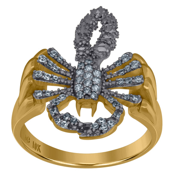 10kt Two-tone Gold Mens Cubic Zirconia DC Scorpion Band Ring