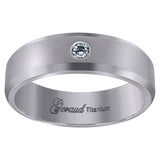 Titanium Mens Cubic Zirconia CZ Beveled Edge Comfort Fit Wedding Band 6mm Size 8.5