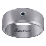Titanium Mens Cubic Zirconia CZ Beveled Edge Comfort Fit Wedding Band 8mm Size 10.5