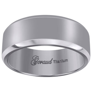 Titanium Mens Brushed Beveled Edge Comfort Fit Wedding Band 8mm Size 8