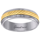 Titanium Yellow Tone Mens Beveled Edge Comfort Fit Wedding Band 7mm Size 9