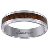 Titanium Mens Brown Wood Inlay Comfort Fit Wedding Band 6mm Size 11