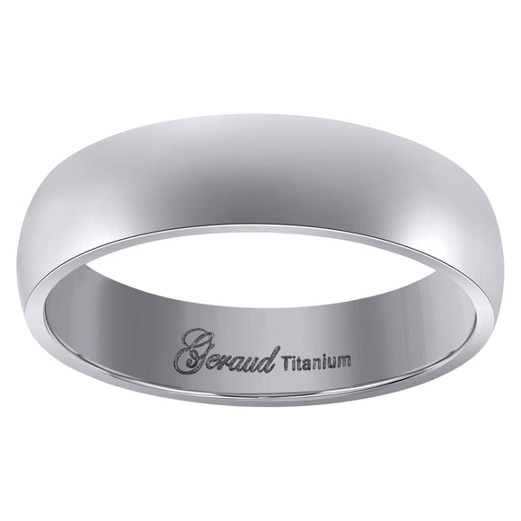 Titanium Mens Domed Comfort Fit Wedding Band 6mm Size 7