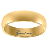 Titanium Yellow Tone Mens Domed Comfort Fit Wedding Band 6mm Size 10.5