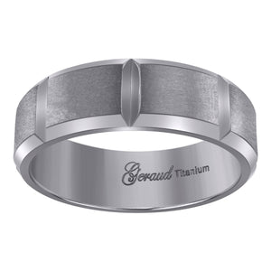 Titanium Mens Brushed Center Beveled Edge Comfort Fit Wedding Band 7mm Size 8