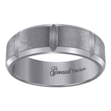 Titanium Mens Brushed Center Beveled Edge Comfort Fit Wedding Band 7mm Size 12